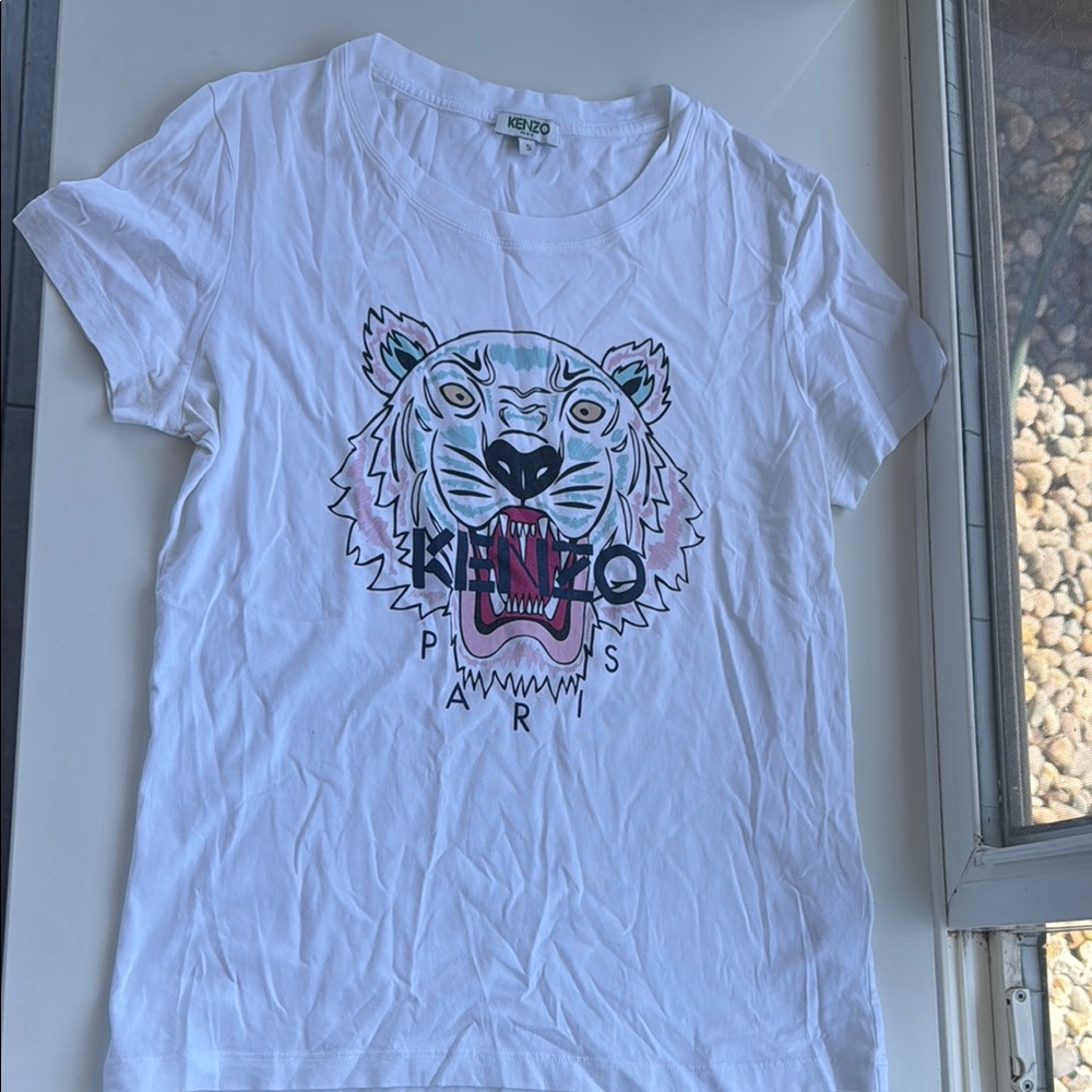 Kenzo Kids White Tee with Tiger Design